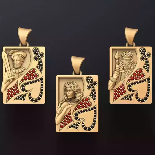 Playing Cards King Queen Jack Pendants Pack