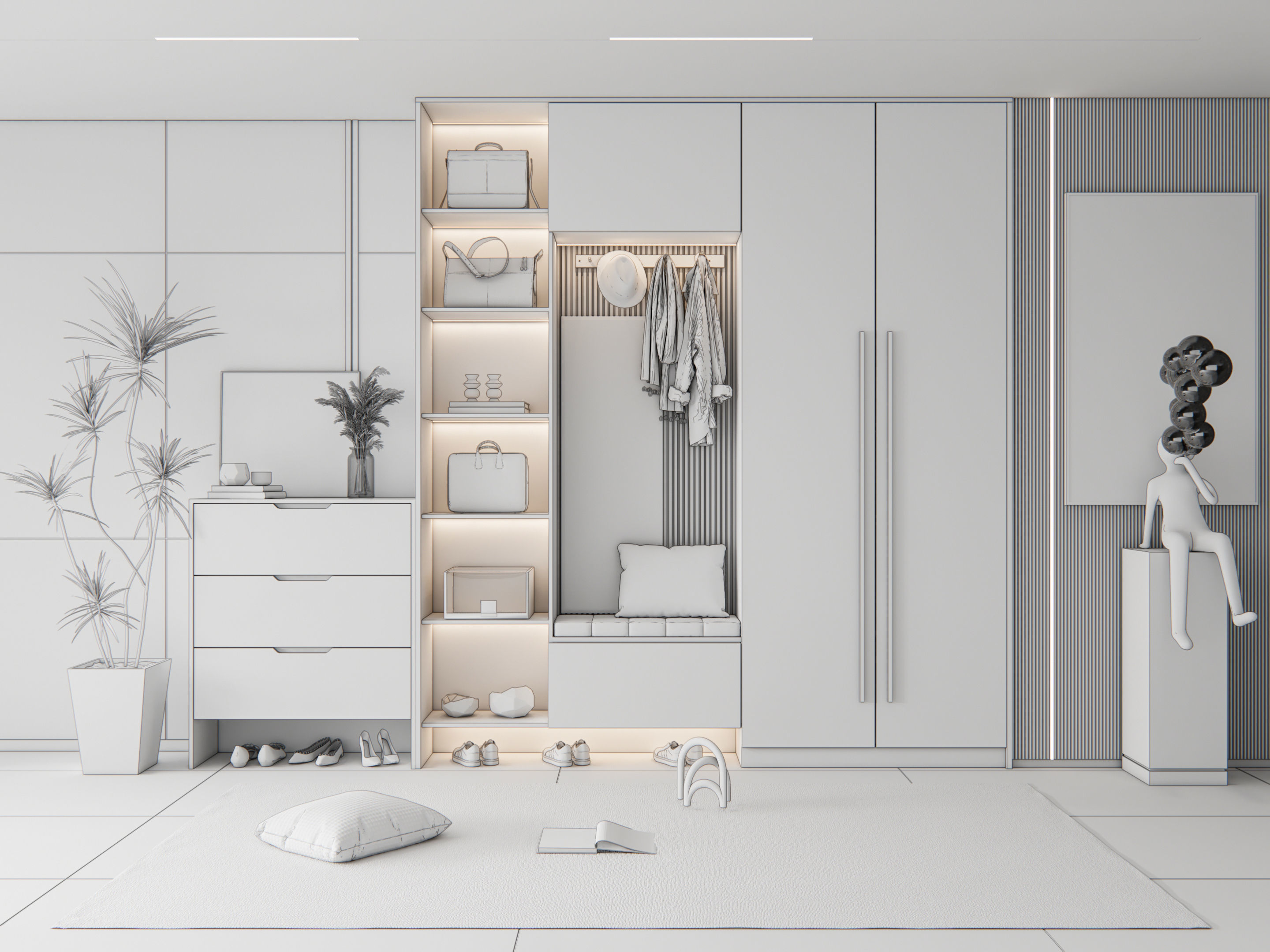 Entryway hallway entrance hall corridor furniture 20 3D model_19