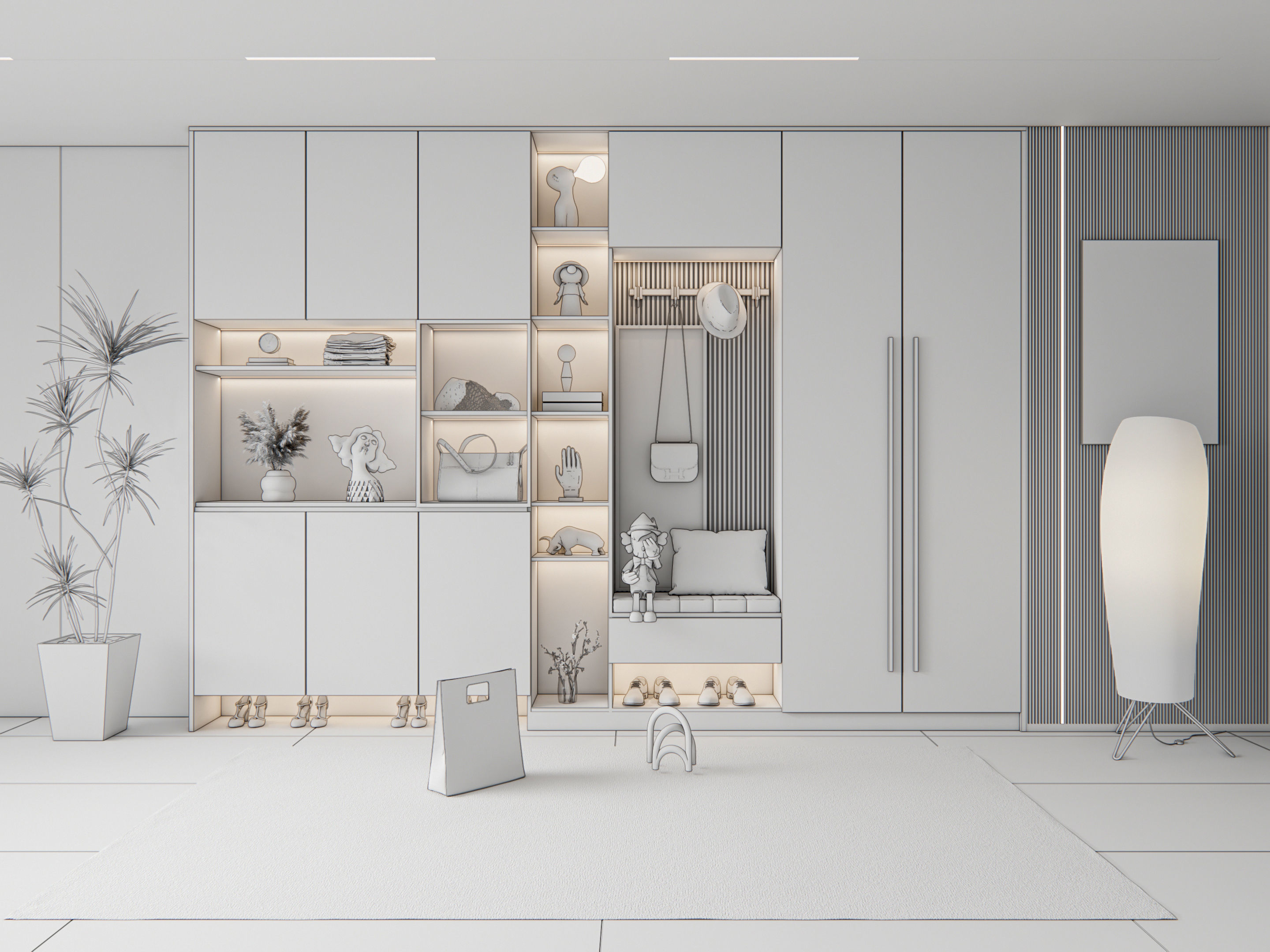 Entryway hallway entrance hall corridor furniture 21 3D model_19