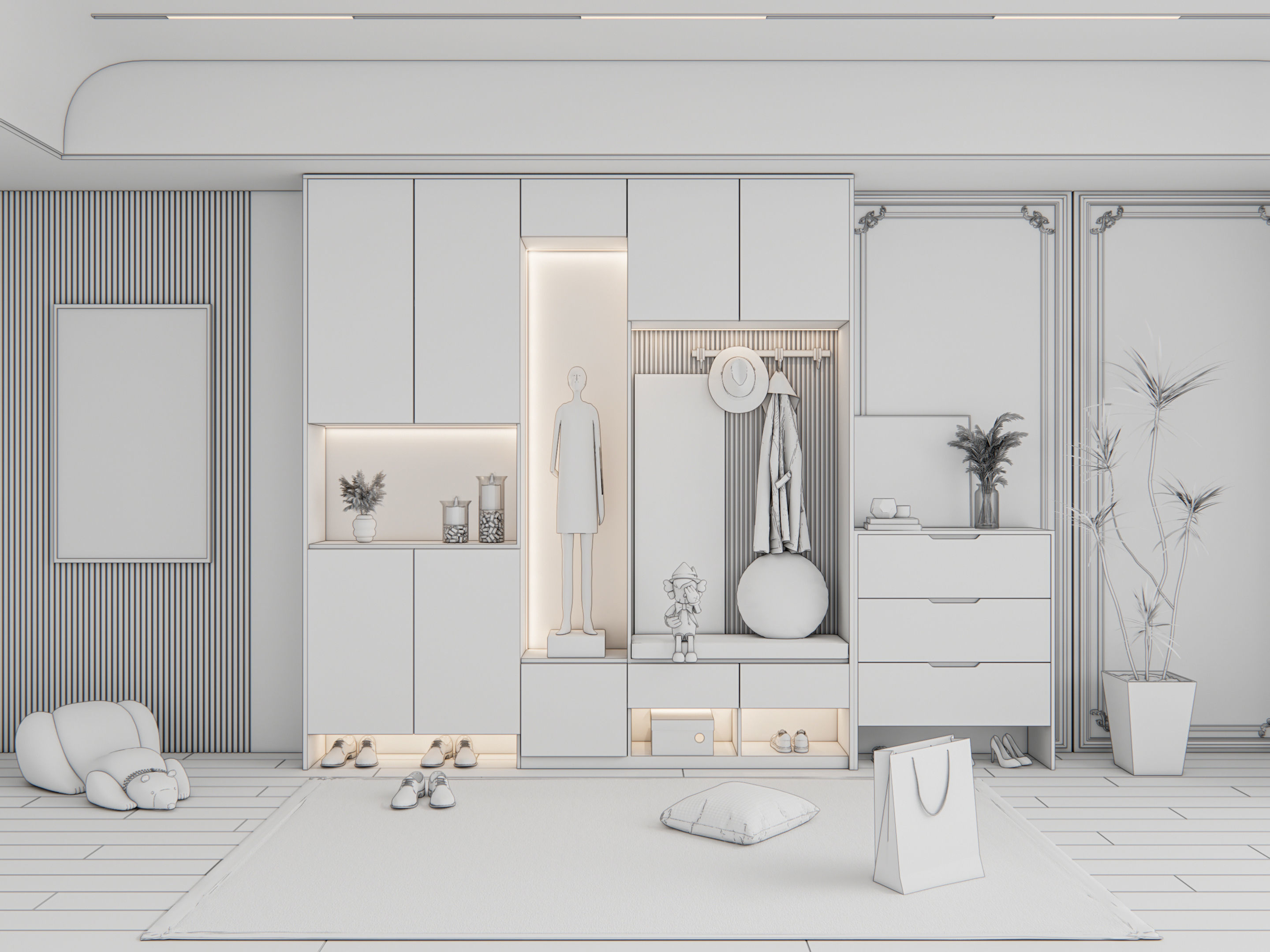 Entryway hallway entrance hall corridor furniture 22 3D model_19