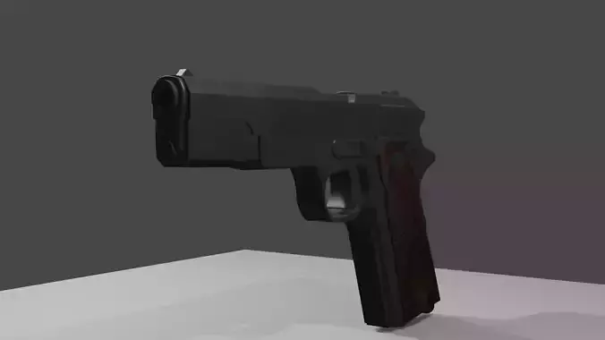 Pistol M1911 WW2 High Poly 3D Model 