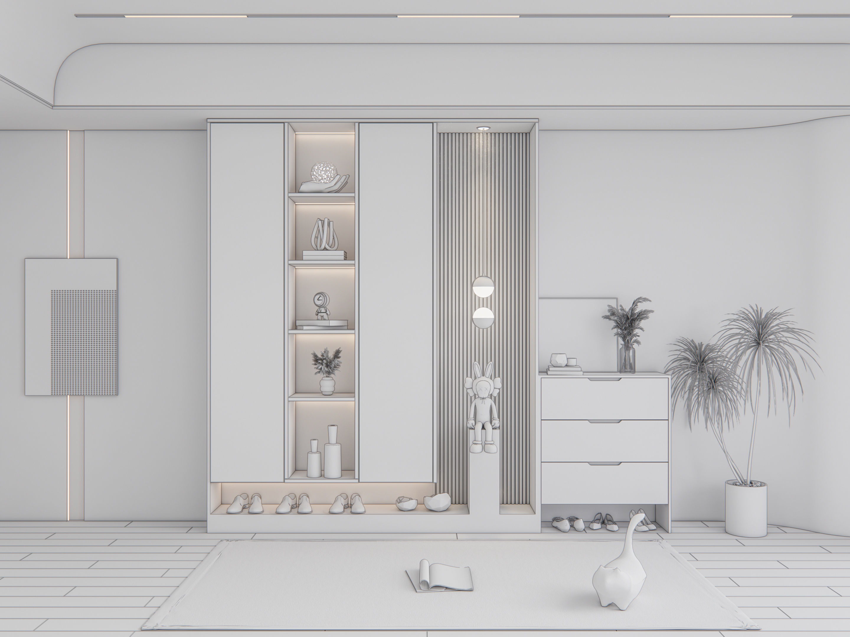 Entryway hallway entrance hall corridor furniture 23 3D model_19