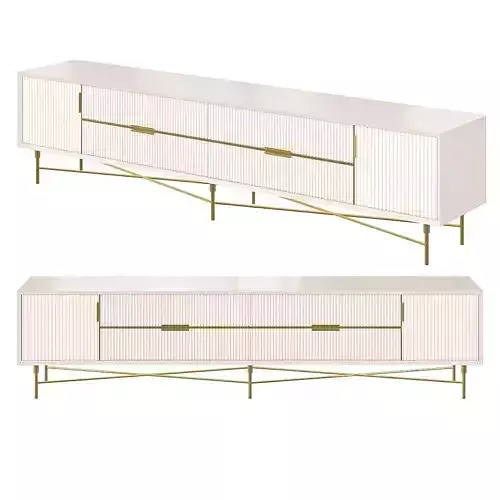 Modern Off White TV Stand for 85TVs with 4 Drawers Doors MDF