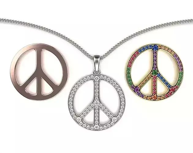 Round Diamond Peace Pendant 3D print model