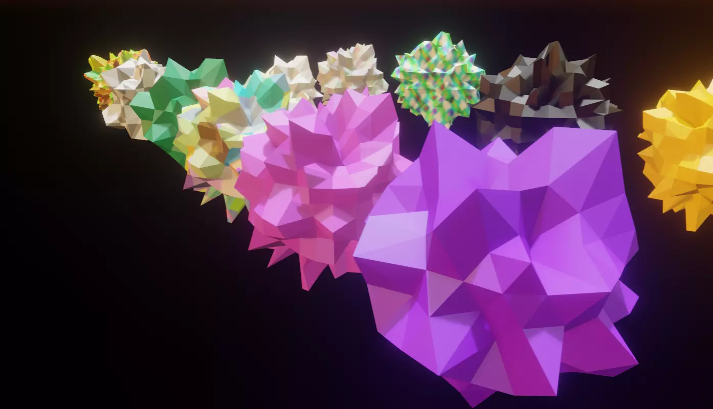 12 magical stones Free low-poly 3D model