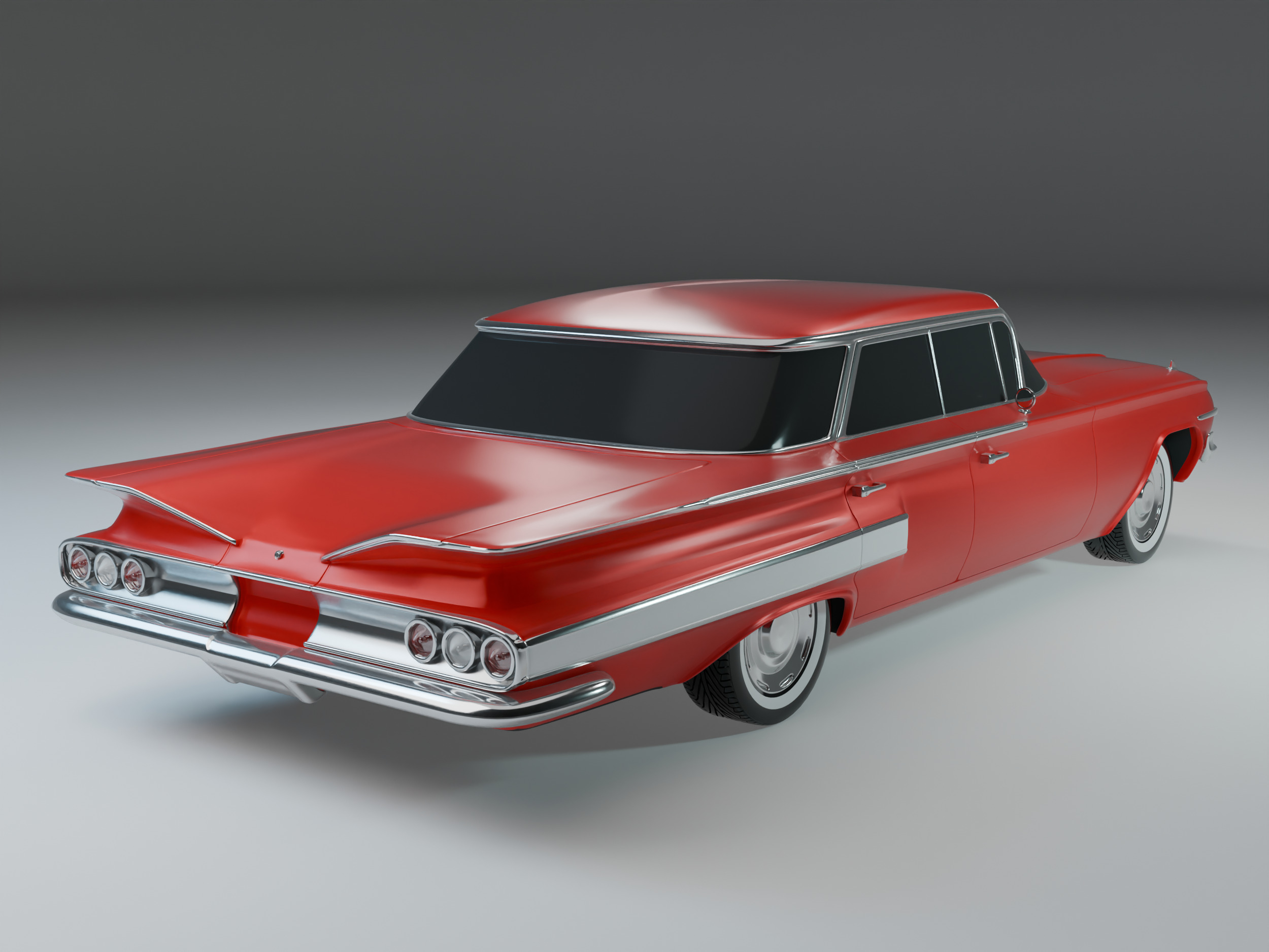 Chevrolet Impala 1961 Low-poly 3D model_4