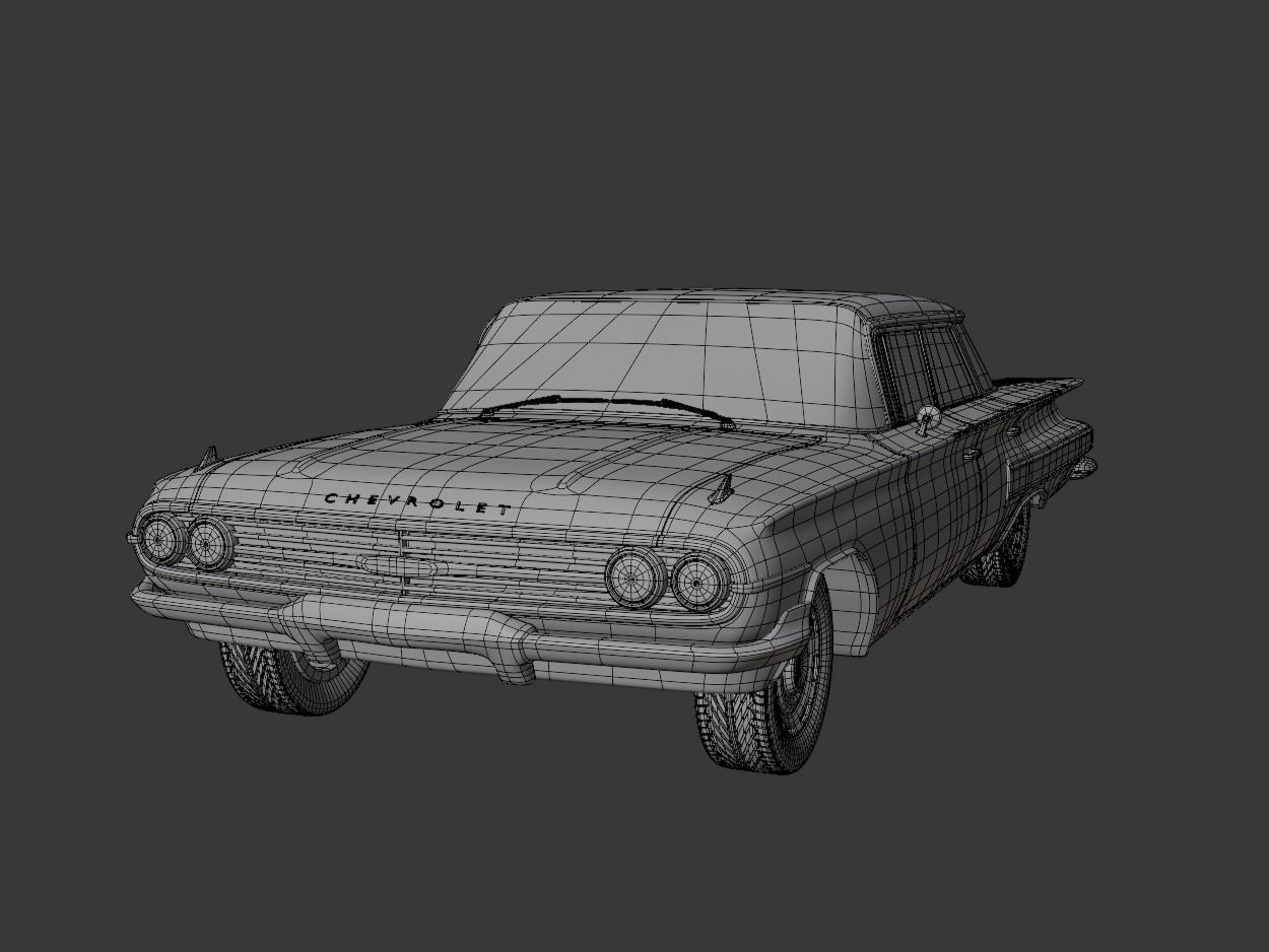Chevrolet Impala 1961 Low-poly 3D model_10