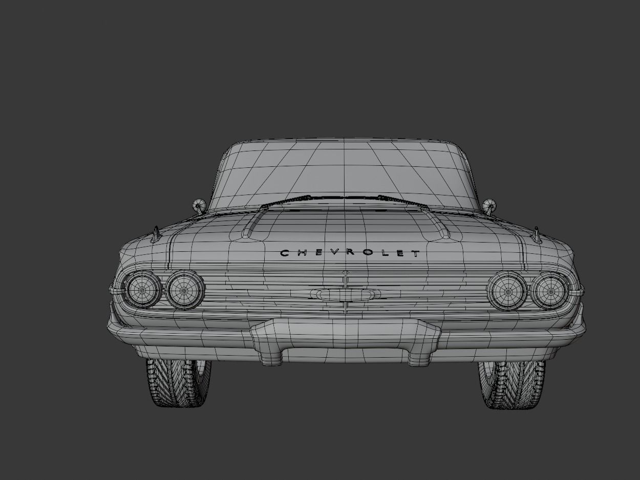 Chevrolet Impala 1961 Low-poly 3D model_17