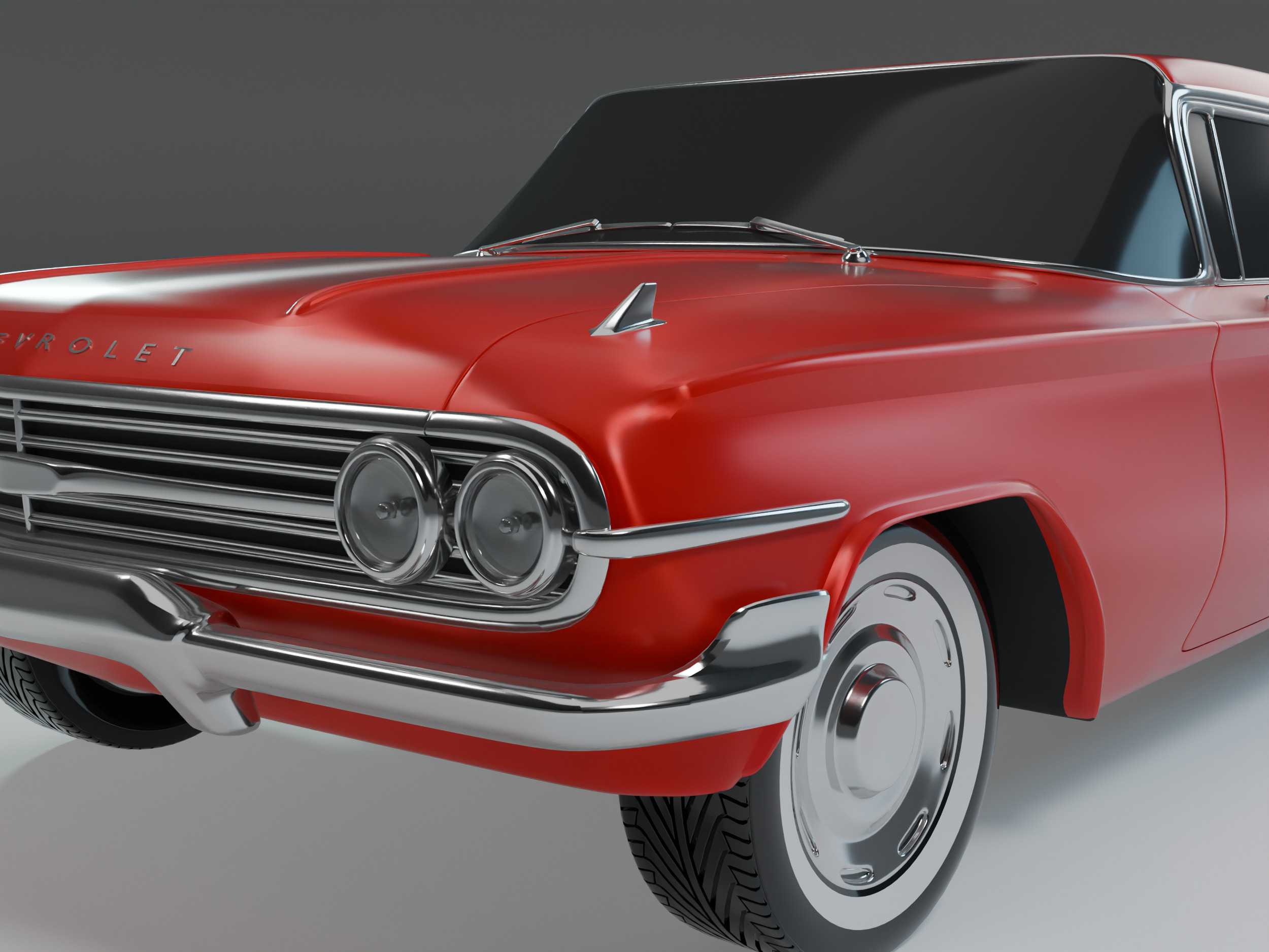 Chevrolet Impala 1961 Low-poly 3D model_2