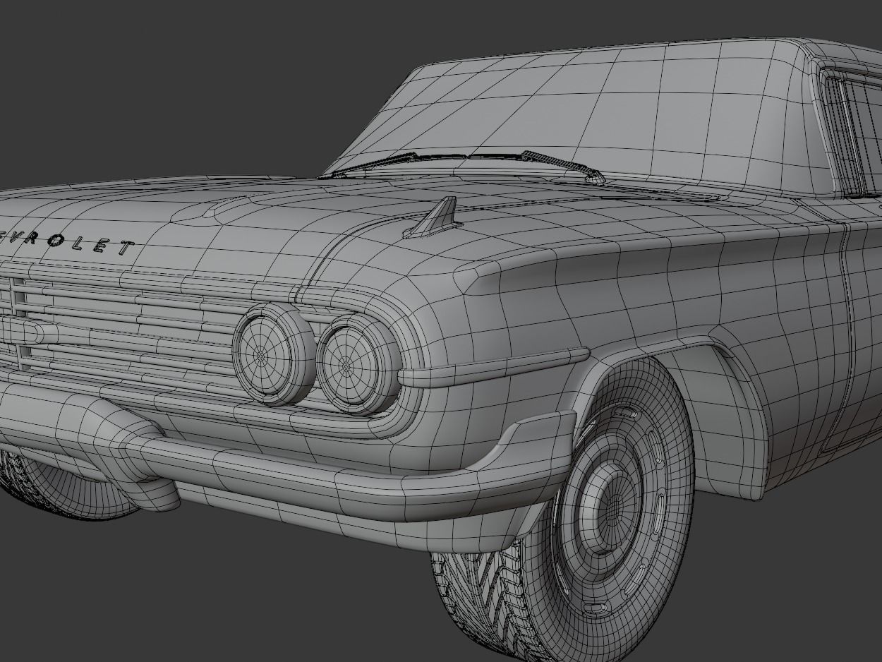 Chevrolet Impala 1961 Low-poly 3D model_11