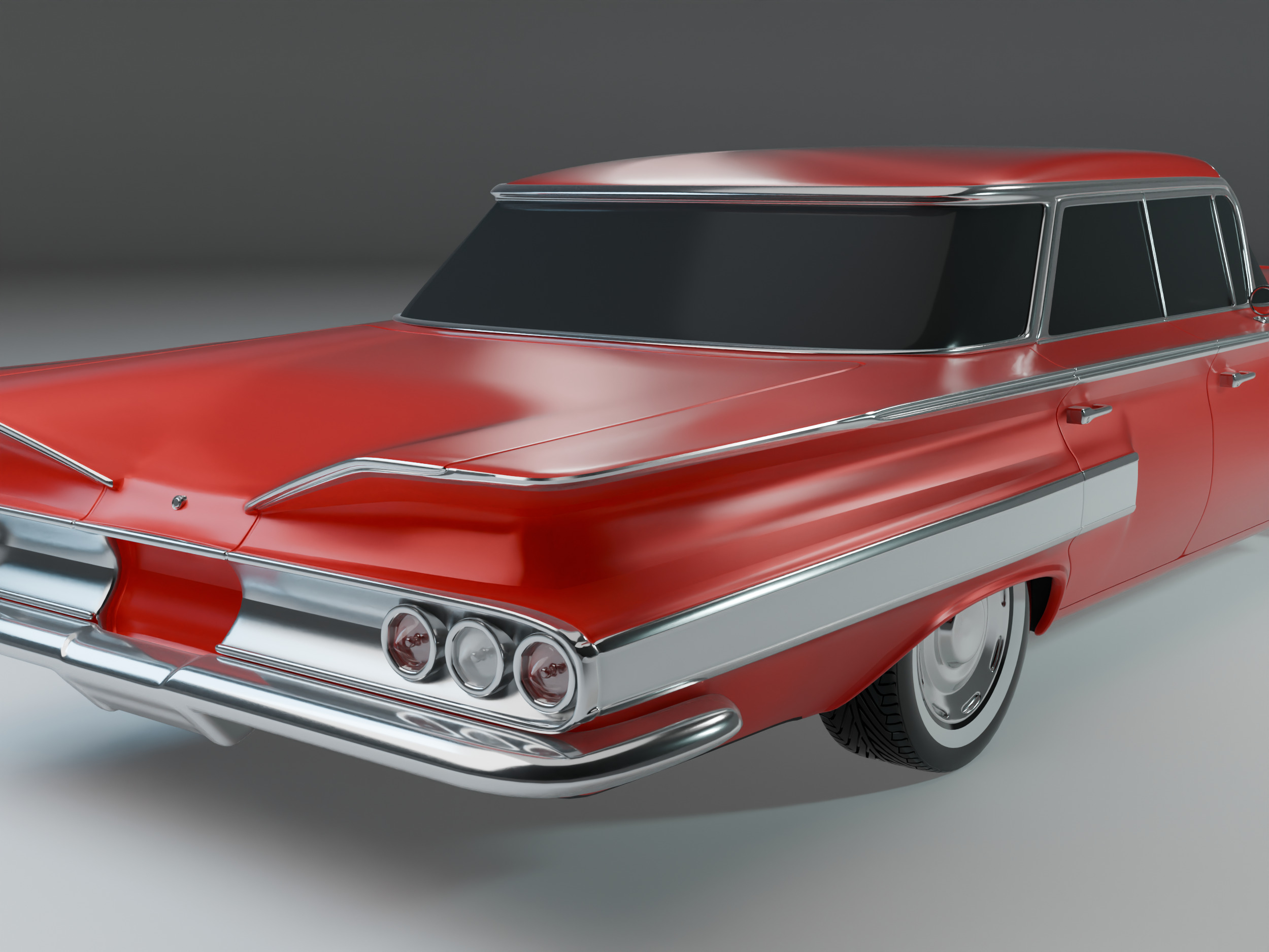 Chevrolet Impala 1961 Low-poly 3D model_3