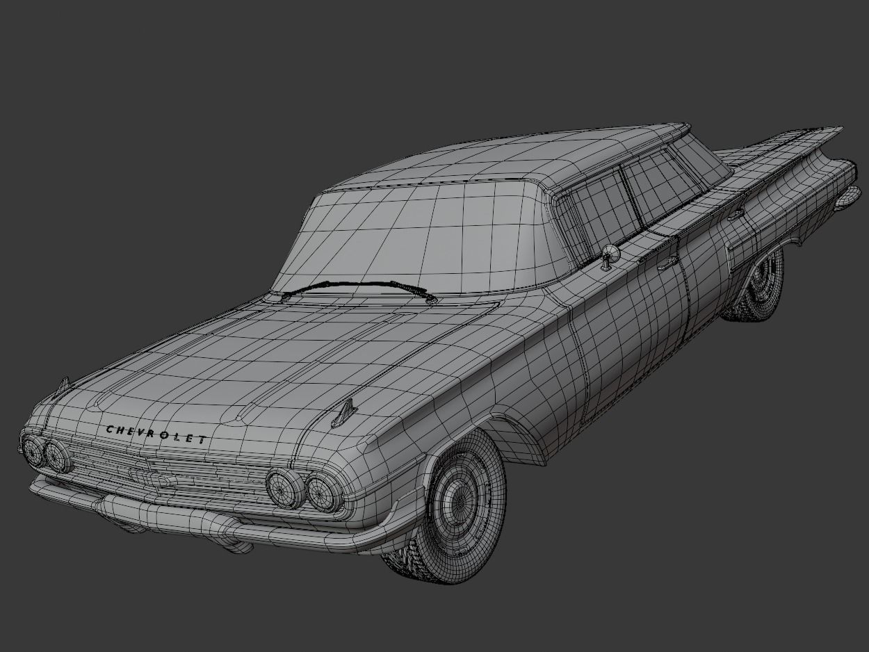 Chevrolet Impala 1961 Low-poly 3D model_9
