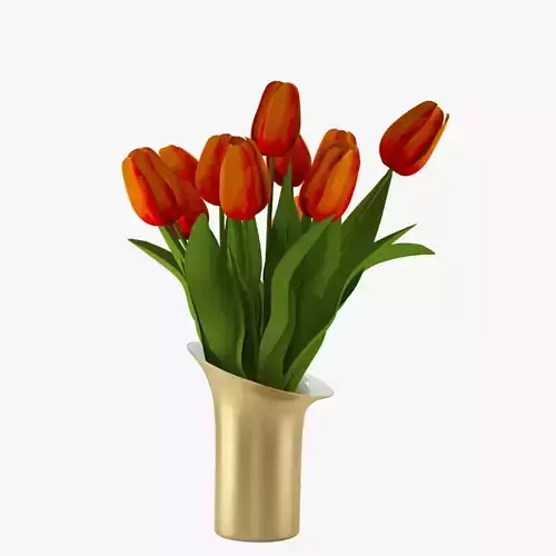Orange tulips bouquet in a vase 