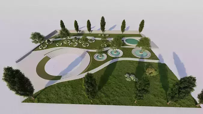 public park-Private Park Landscape 3D model