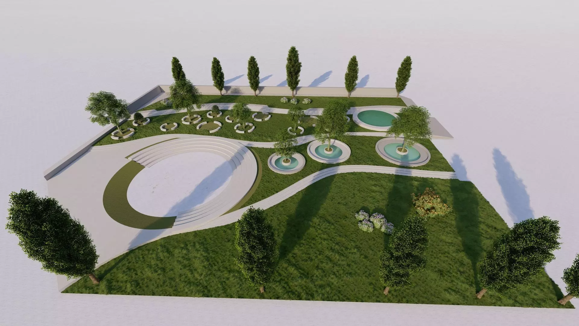 public park-Private Park Landscape 3D model