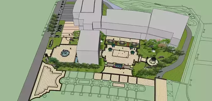 Entertainment mall theme garden sketchup model