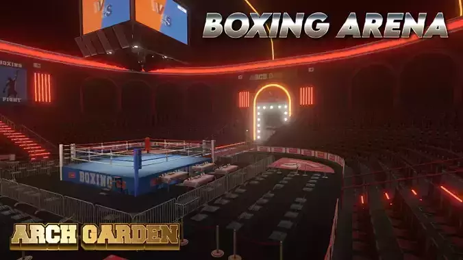 Low Poly Boxing Arena Arch Garden Low-poly 3D model