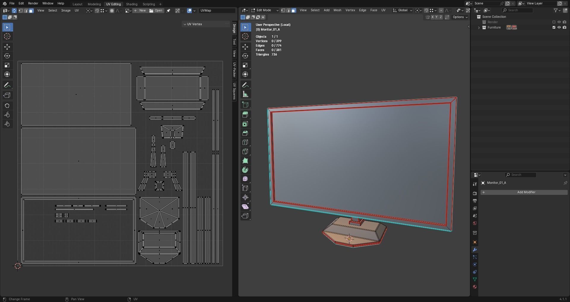 Desktop Monitor Low-poly 3D model_14