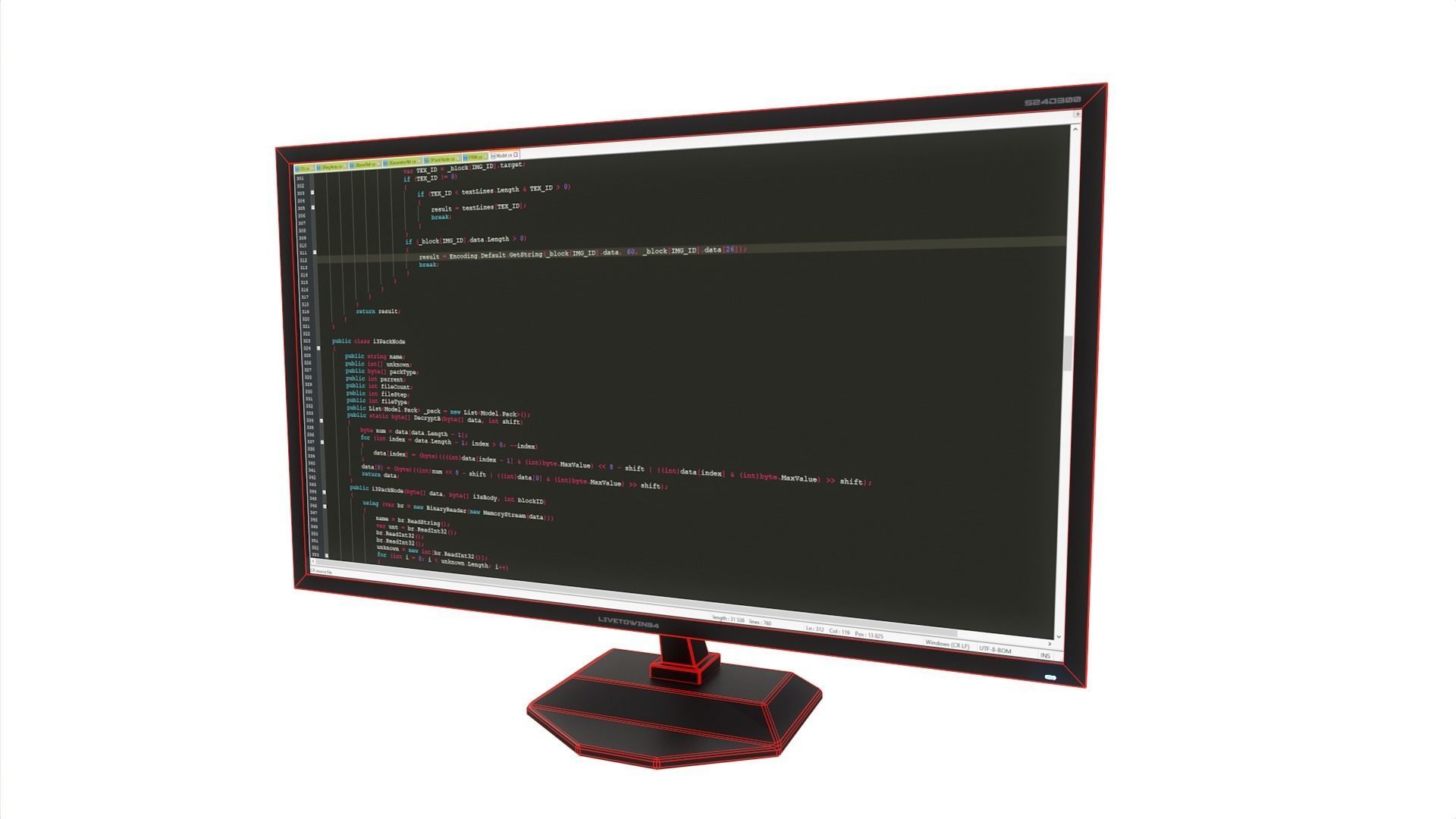 Desktop Monitor Low-poly 3D model_2
