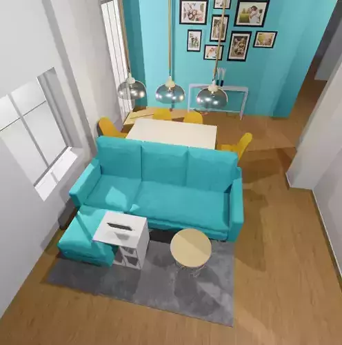 Apartment Living Room Kitchen bathroom and bedroom