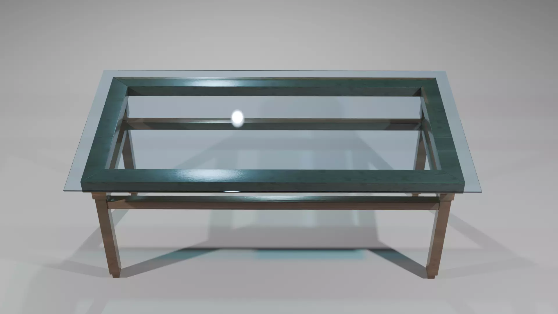 Table glass wooden 3D model_0