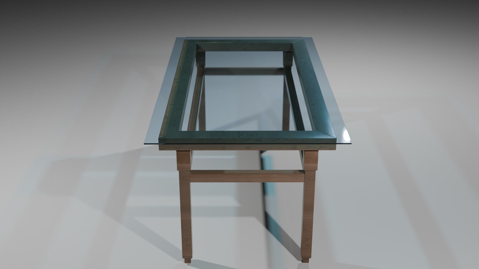 Table glass wooden 3D model_3