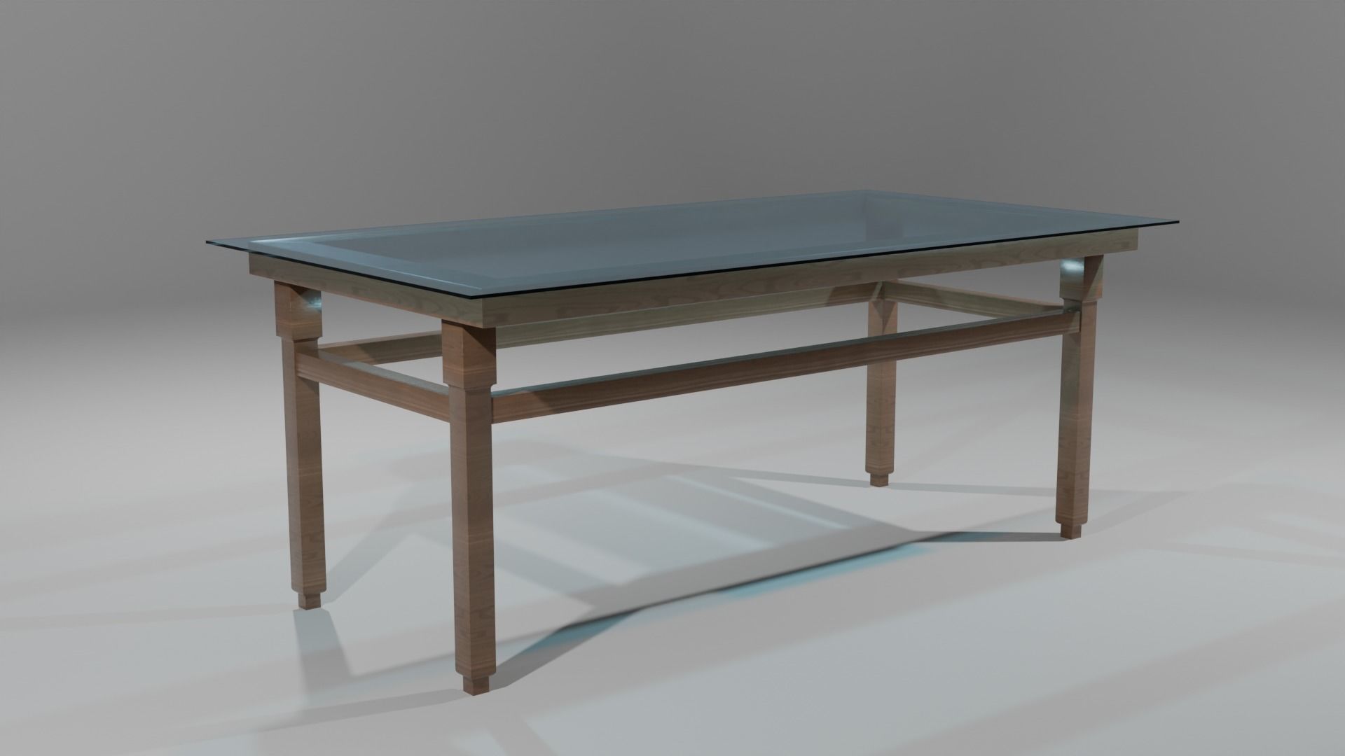 Table glass wooden 3D model_1