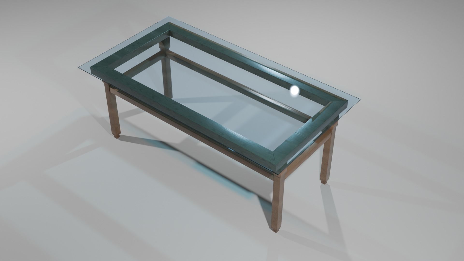 Table glass wooden 3D model_2