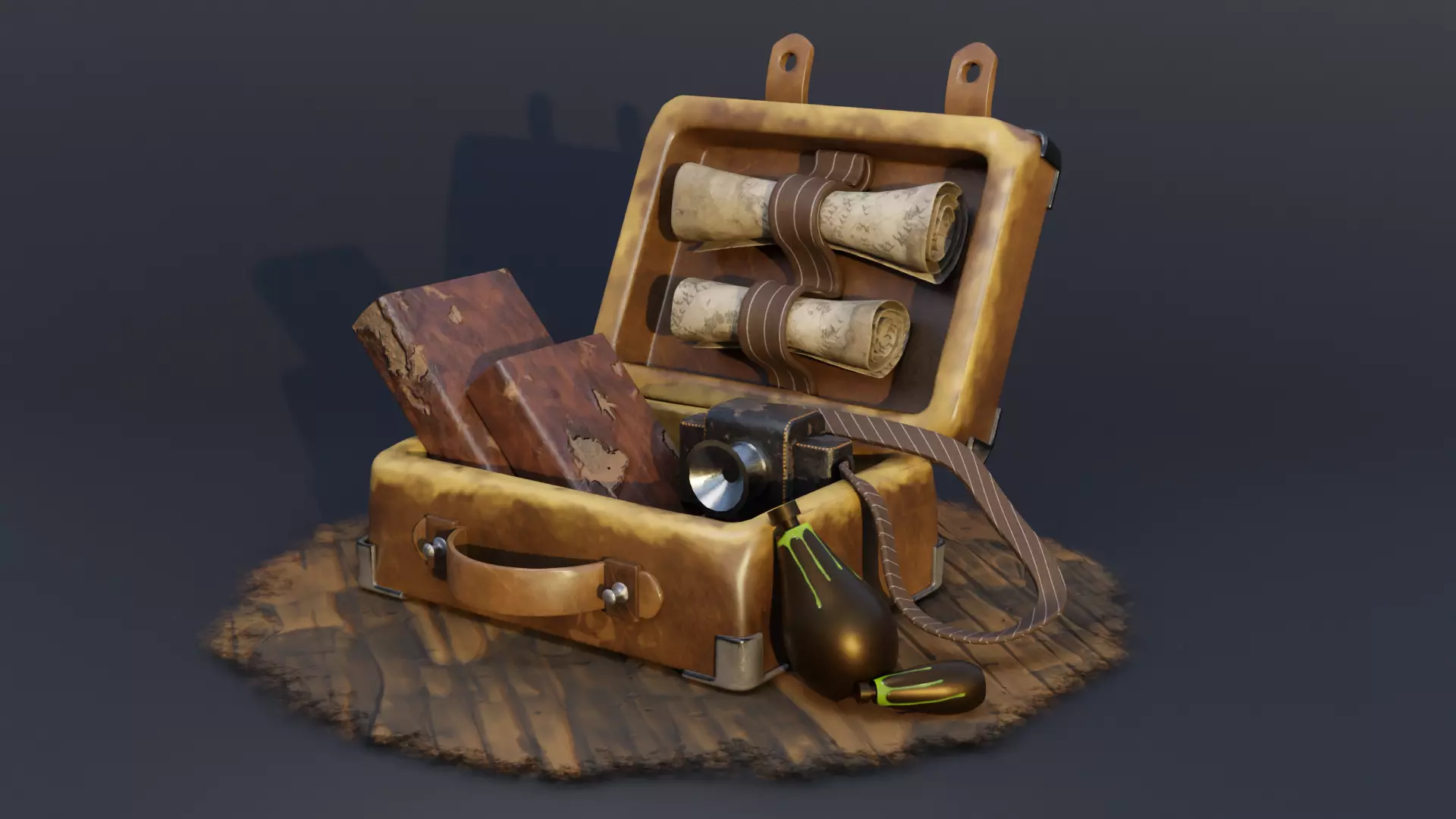 Suitcase Low-poly 3D model_0