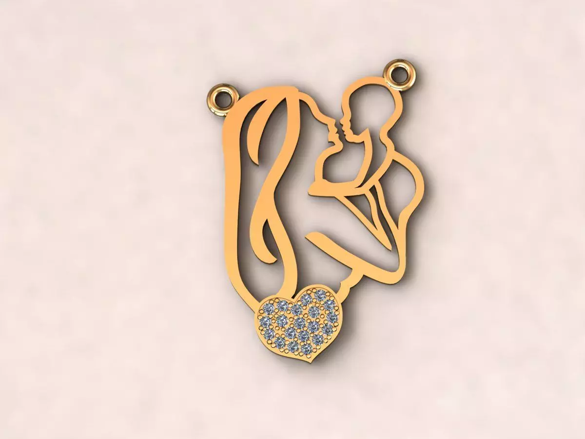 Mother with child baby pendant 11 3D print model