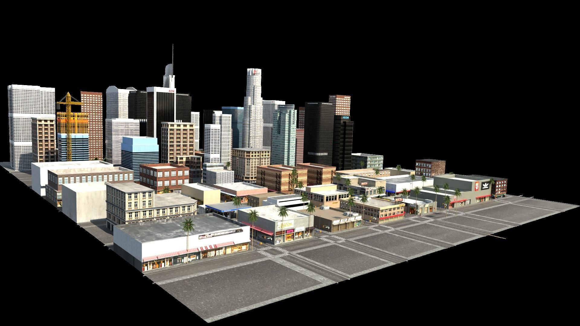 Los Angeles Hollywood Downtown California America LA 3D model_24