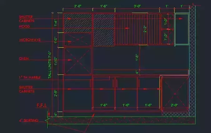 kitchen working drawing 