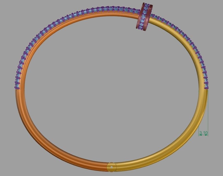 Bracelet Just Un Clou With Diamonds - Size 17 3D print model_7