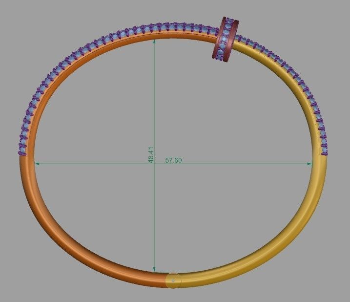 Bracelet Just Un Clou With Diamonds - Size 17 3D print model_6