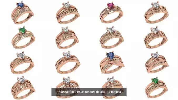 17 Bridal Set 3dm stl renders details 3D Model Collection