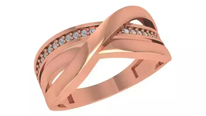 Wire High Jewelry Diamond Cocktail Ring 3dm stl renders details