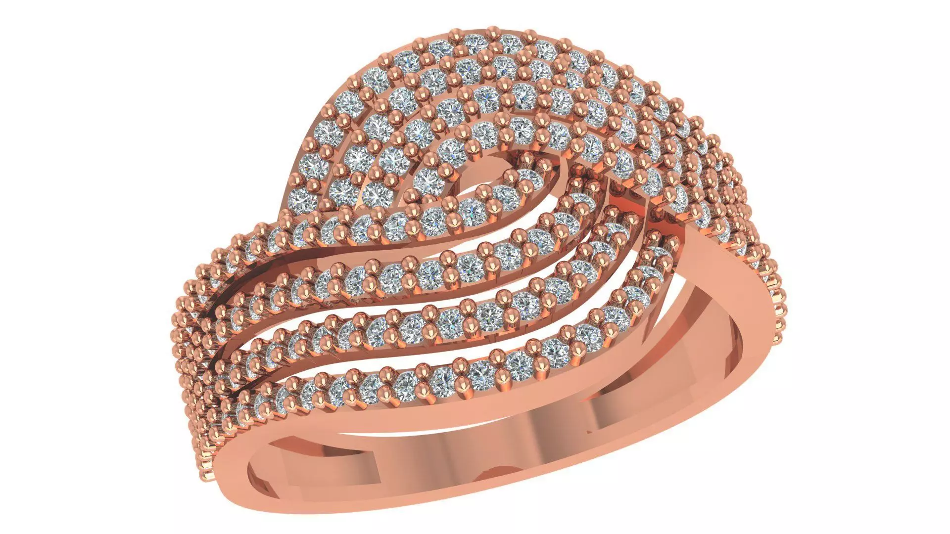 High Jewelry Diamond Cocktail Ring 3dm stl renders details 3D print model