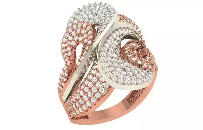 High Jewelry Diamond Cocktail Ring 3dm stl renders details