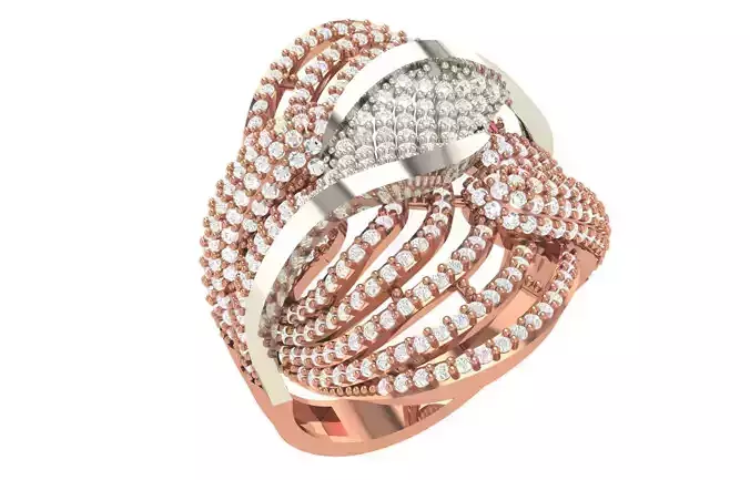 High Jewelry Diamond Cocktail Ring 3dm stl renders details