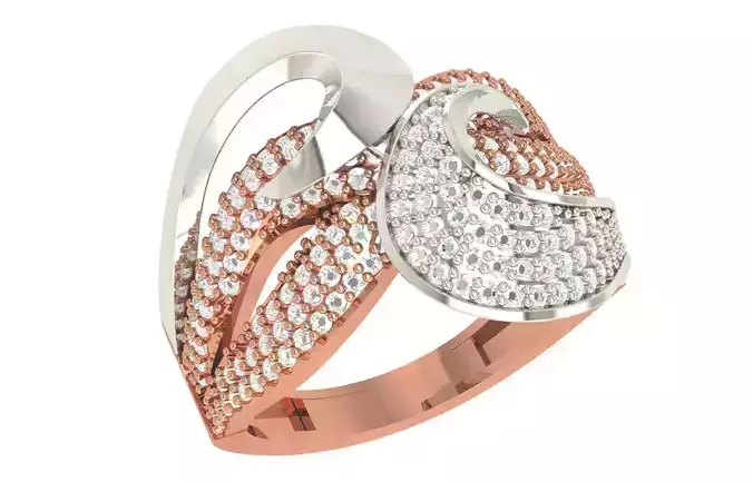 High Jewelry Diamond Cocktail Ring 3dm stl renders details