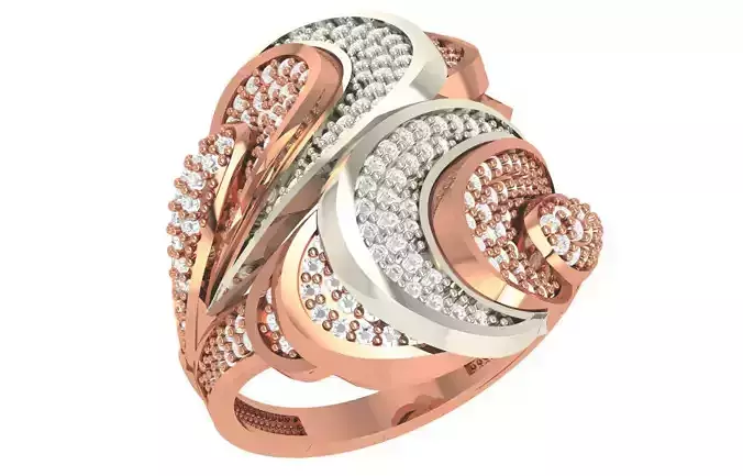 High Jewelry Diamond Cocktail Ring 3dm stl renders details