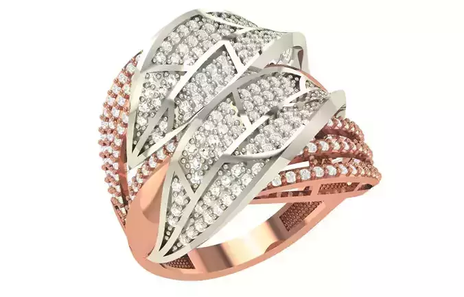 High Jewelry Diamond Cocktail Ring 3dm stl renders details