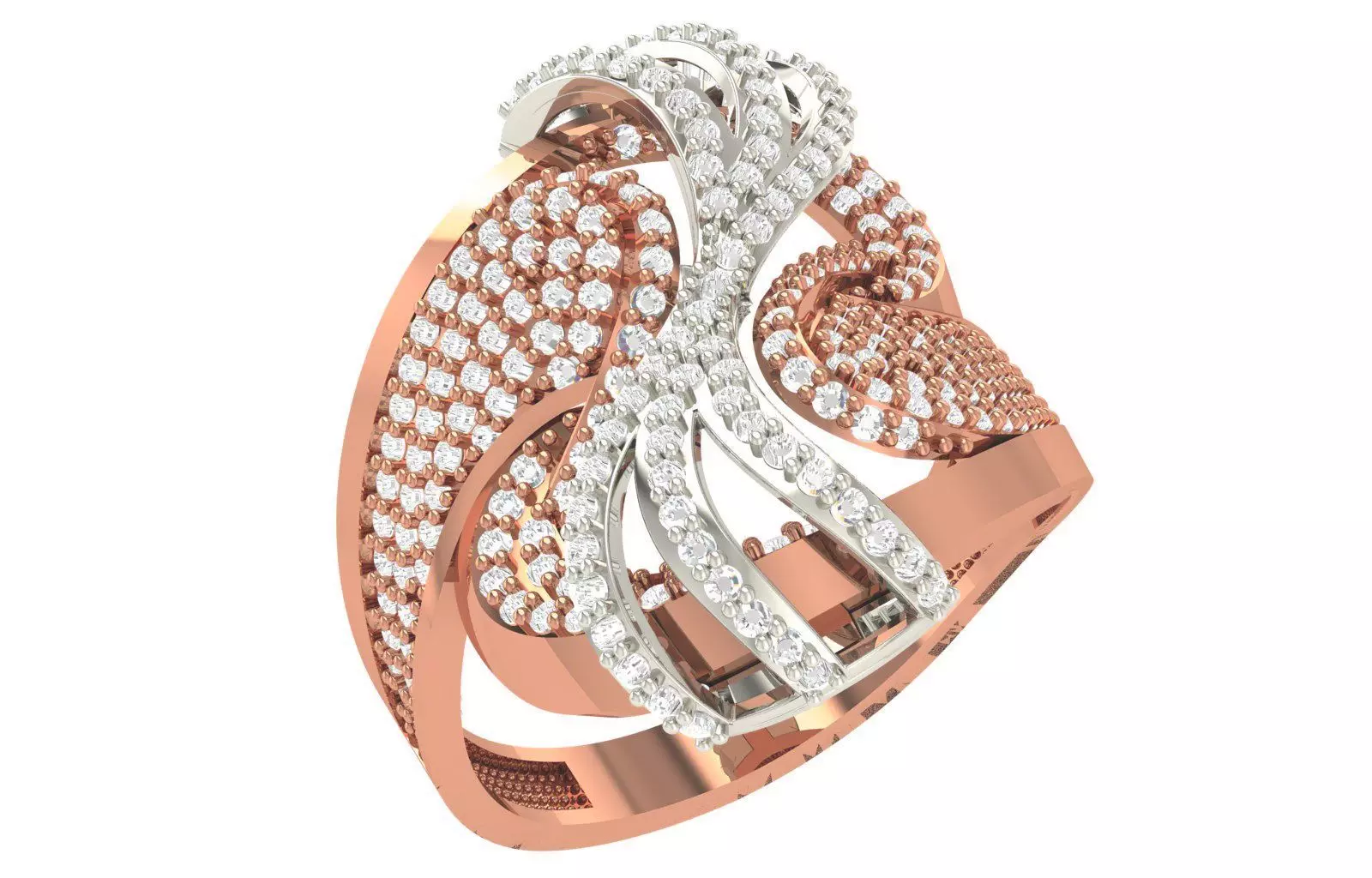 High Jewelry Diamond Cocktail Ring 3dm stl renders details 3D print model