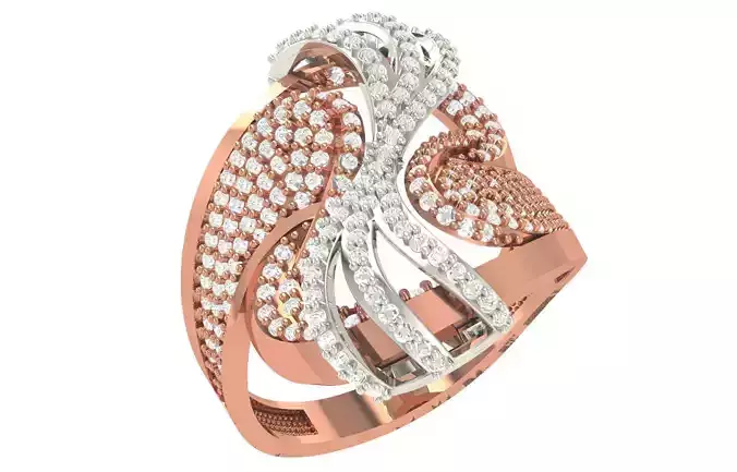 High Jewelry Diamond Cocktail Ring 3dm stl renders details