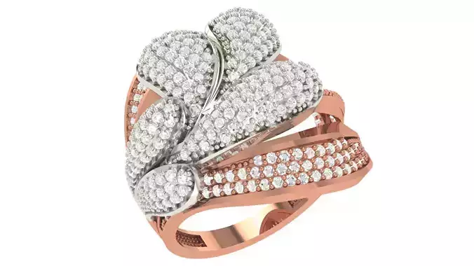 High Jewelry Diamond Cocktail Ring 3dm stl renders details