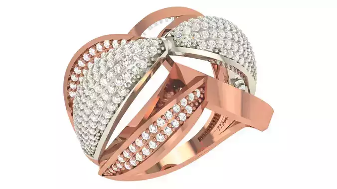 High Jewelry Diamond Cocktail Ring 3dm stl renders details