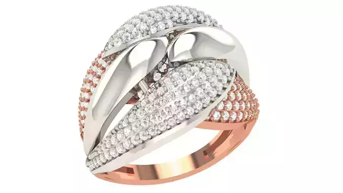 High Jewelry Diamond Cocktail Ring 3dm stl renders details