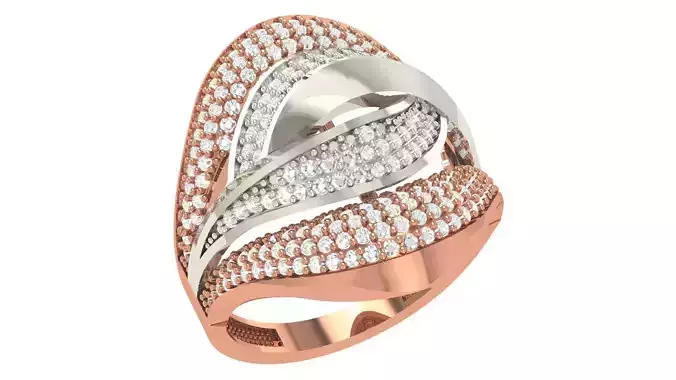 High Jewelry Diamond Cocktail Ring 3dm stl renders details