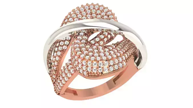 High Jewelry Diamond Cocktail Ring 3dm stl renders details