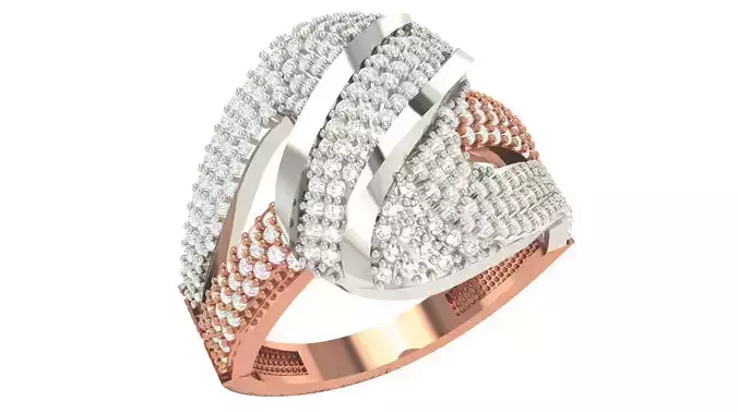 High Jewelry Diamond Cocktail Ring 3dm stl renders details